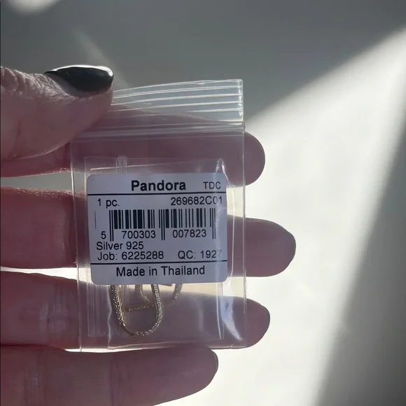 Pandora Gold Hoop Earrings with Crystals Silver 925 - Picture 4 of 4